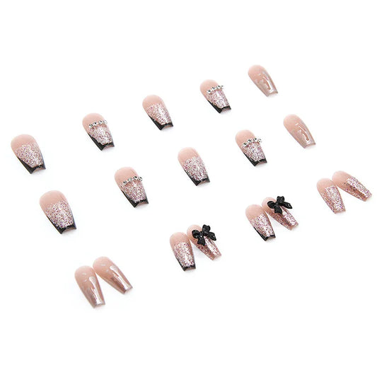 Glossy Noir French Press-On Nails